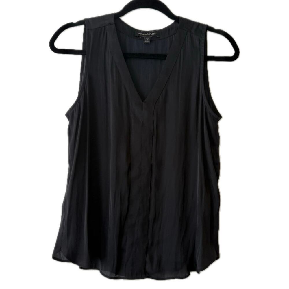Banana Republic Black Sleeveless Lightweight Blouse Small Petite Business Casual